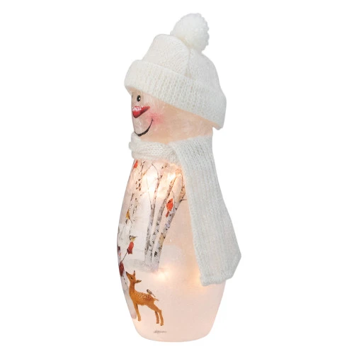 11" White And Red Lighted Snowman Christmas Tabletop Decoration 2 11" White And Red Lighted Snowman Christmas Tabletop Decoration - Image 2