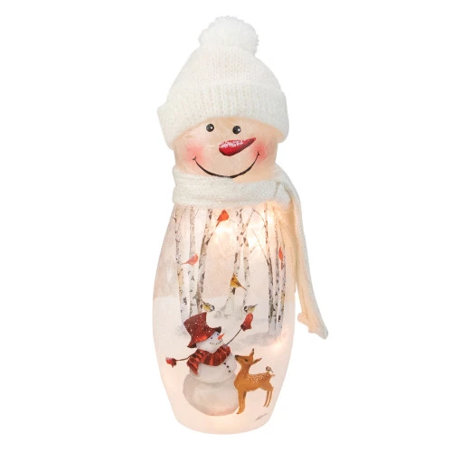 11" White And Red Lighted Snowman Christmas Tabletop Decoration 1 11" White And Red Lighted Snowman Christmas Tabletop Decoration