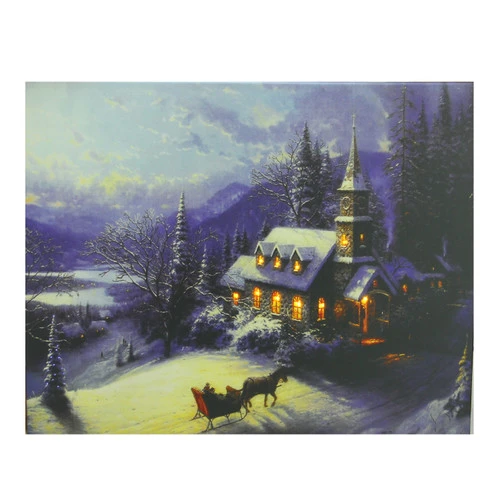 Northlight LED Lighted Church In Wintry Woods Canvas Wall Art 15.75" X 19.75" 1 Northlight LED Lighted Church In Wintry Woods Canvas Wall Art 15.75" X 19.75"