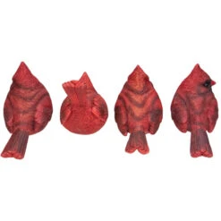Set Of 4 Large Red Cardinal Bird Figurines 7.25-Inch 8 Set Of 4 Large Red Cardinal Bird Figurines 7.25-Inch -Christmas Decoration Store transpac 20u2815 2 04109.1588399182