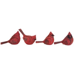Set Of 4 Large Red Cardinal Bird Figurines 7.25-Inch 7 Set Of 4 Large Red Cardinal Bird Figurines 7.25-Inch -Christmas Decoration Store transpac 20u2815 3 04284.1588399182