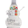 18" Silver Colored Carved Look "Love Is Cool" Snowman Christmas Tabletop Decoration