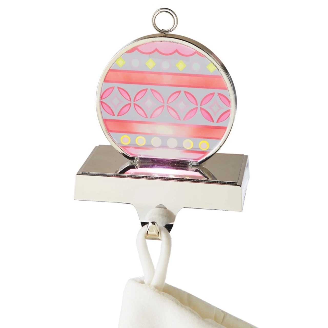 6.5" Coral Red And Yellow LED Lighted Flashing Ornament Christmas Stocking Holder 1 6.5" Coral Red And Yellow LED Lighted Flashing Ornament Christmas Stocking Holder