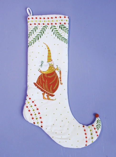 29" White And Red Embroider Mrs Santa Claus Christmas Stocking 1 29" White And Red Embroider Mrs Santa Claus Christmas Stocking