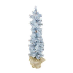 2' Blue Potted Frosted Pine Slim Artificial Christmas Tree - Unlit