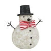 Roman 8.25" Red And White Glitter Snowman With Top Hat And Bow Tie Christmas Table Top Figure
