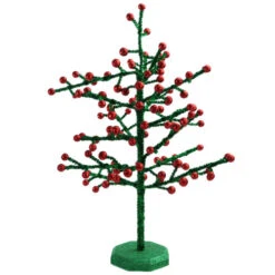 21.5" Red And Green Berry Glitter Christmas Tree Tabletop Decor