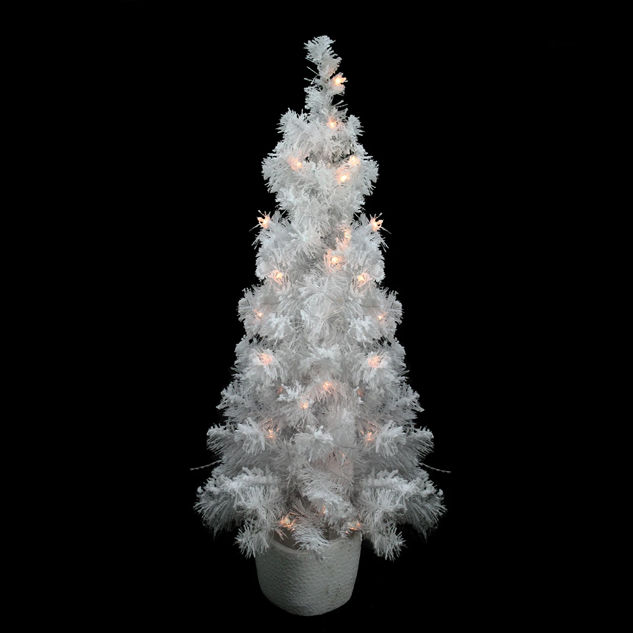Northlight 3.5' X 18'' Pre-Lit Potted Flocked White Tinsel Artificial Christmas Tree - Clear Lights 1 Northlight 3.5' X 18'' Pre-Lit Potted Flocked White Tinsel Artificial Christmas Tree - Clear Lights