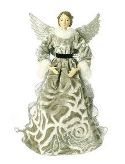 19" Olive Green Glittered Angel Christmas Tree Topper