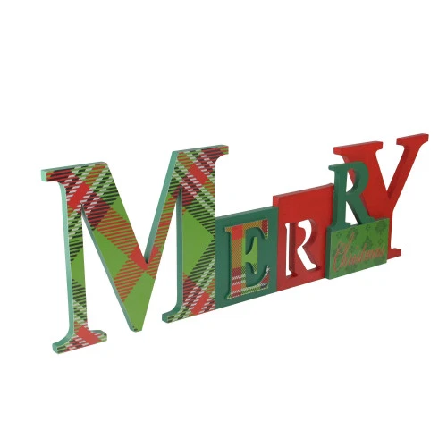 Roman 23" Red And Green Contemporary Merry Christmas Wall Plaque 2 Roman 23" Red And Green Contemporary Merry Christmas Wall Plaque - Image 2