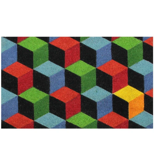 Northlight Red And Green 3D Cube Design Rectangular Outdoor Doormat 29" X 18" 2 Northlight Red And Green 3D Cube Design Rectangular Outdoor Doormat 29" X 18" - Image 2