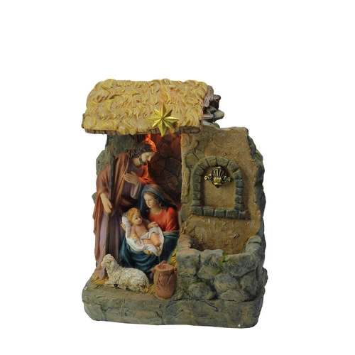 Northlight 14" Brown And Gray Holy Family Religious Nativity Fountain With Lamp Tabletop Christmas Decoration 1 Northlight 14" Brown And Gray Holy Family Religious Nativity Fountain With Lamp Tabletop Christmas Decoration